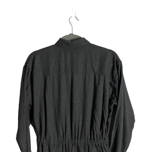 Uniqlo Women's Charcoal Gray Button Up Midi Belted Shirt Dress - Picture 8 of 10